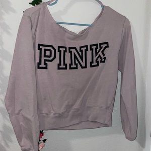 PINK off the shoulder purple sweater